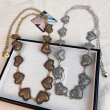 Vintage Carved Floral Pattern Distressed Gold Heart-Shaped Metal Tassel Waist Chain, Suitable For Weddings, Daily Wear, Parties And Dates, Spring/ Summer/Autumn/Winter Summer Fall, Autumn, Halloween - Heart Waist Chain - View 4