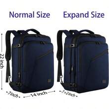 Extra Large Mens Travel Backpack Carry On, Expandable Traveling Backpack For Men Airline Approved Gym Backpack, Water Resistant Business Casual Daypack, Traveler Gift, Blue