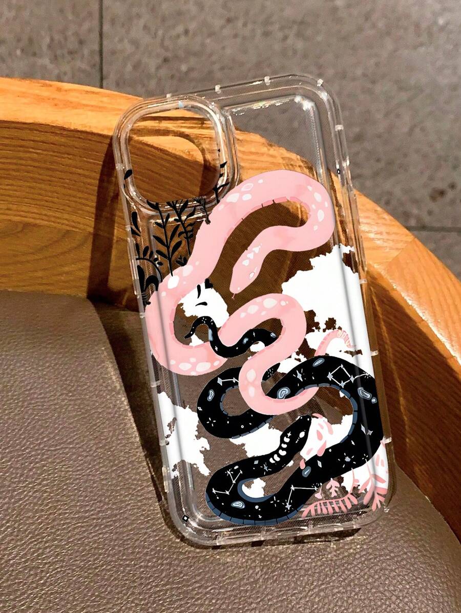 Funda transparente con estampado de serpiente dorada compatible con iPhone - Multicolor - Ver 1