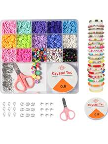 Soft Clay Letter Bead DIY Bracelet Stringing Bead Material, Multi-Size Set For Necklace Bracelet Jewelry Making Craft, Gift For Family Friends Classmates, Holiday Gift