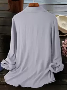 Plus Size Women Casual Embroidered Blouse