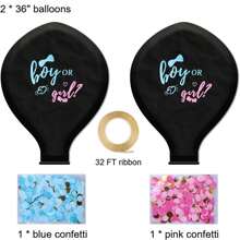 1pc Gender Reveal 36-Inch Balloon Kit For Newborn Baby Party Decorations, Boy Or Girl Announcement Baby Shower Family Decorations Gifts - Black - View 17