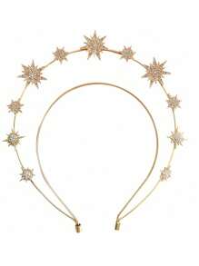1pc Women's Golden Alloy Baroque Crystal Bridal Headpiece, Suitable For Runway Shows Or Parties