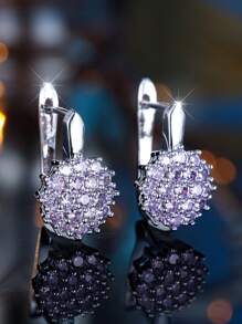 1 Par de Pendientes de Lujo con Circonita de Girasol y Copo de Nieve, Adecuados para Bodas, Damas de Honor, Esposa, Hija, Regalo del Día de San Valentín