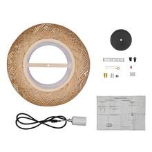 WANLECY Round Vintage Hanging Ceiling Lamp Bamboo Wicker Rattan Pendant Light Fixture US - 黃色 - 查看 11