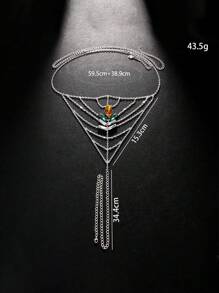 1 件银色性感花朵水晶水钻丁字裤比基尼身体链，适合女士、海滩派对 - 銀色 - 查看 4