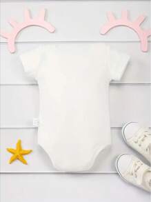 1/2 Way To One Letter Cute Lion Print Baby Romper Newborn Climbing Suit Jumpsuit Soft And Comfortable Pregnancy Gift, For Outdoor - 白色 - 查看 2