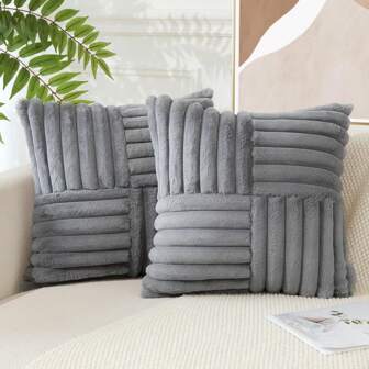 1pc Solid Color Cushion Cover Without Filler, Fabric Throw Pillow Case, For Living Room Sofa