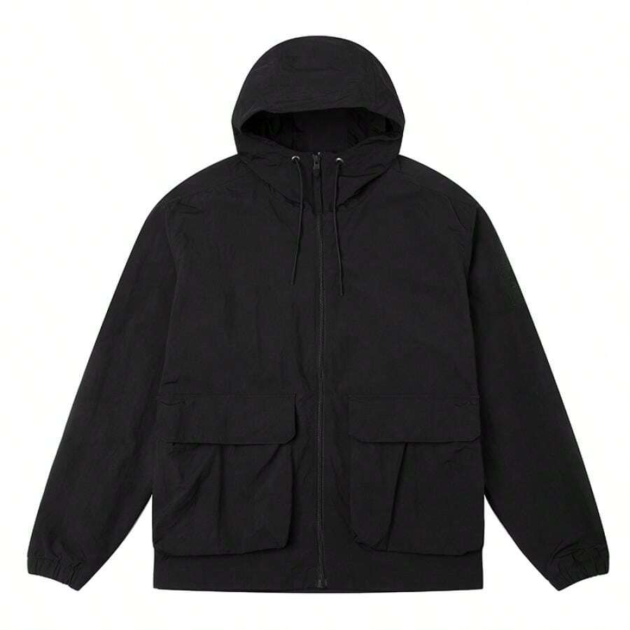 Timberland 男士休闲透气运动夹克，跑步训练运动服外套，A69QF001 - 黑色 - 查看 1