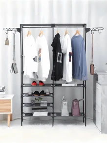1pc Multi-Function Standing Wardrobe, Clothes Rack, Shelves, Shoe Rack, Sturdy, Fashionable, Easy Assemble/Disassemble, Portable, Suitable For Bedroom, Living Room, Office, Study, Holiday/Christmas/Children Gifts
