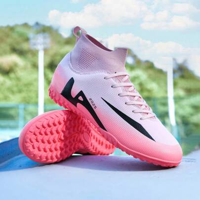  1 Pair WEJIESS New Breathable Football Shoes TF Studs Non-Slip Training Shoes Men Women Campus Outdoor Lawn Soccer Boots Professional Football Sports Shoes High Top Short Spikes