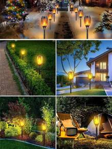 1pc/4pcs/8pcs Solar Flame Lights, Torch Lights, Flashing Lights, Waterproof Garden Decor Outdoor Lawn Pathway Patio Floor Lamps