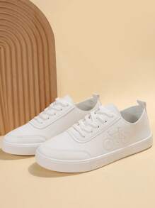 Women's Casual Skate Shoes In White, Flat Soft Bottom Comfortable Student Style, Suitable For Outdoor Sports, Casual, Daily Activities