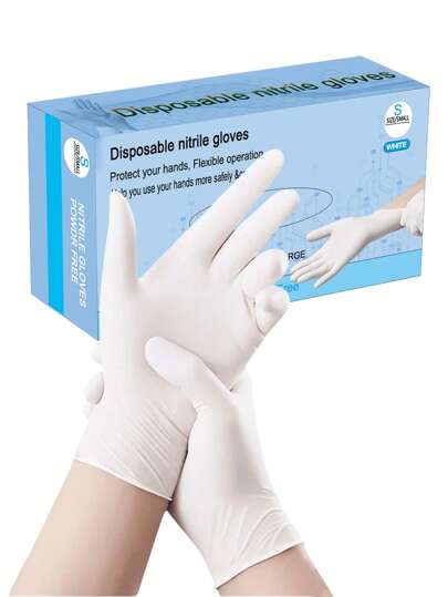 100/30/20/10 件高品质白色一次性手套，用于家庭清洁和一次性使用手套，一次性清洁手套，清洁，适用于厨房、洗碗、家庭清洁、重型手套、一次性多用途手套