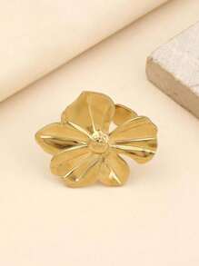 1pc Retro Floral Open Adjustable Ring Suitable For Women, Daily Wear - Yellow Gold - View 2