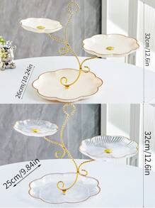 1pc Elegant Flower Shaped 3-Tier Dessert Stand, Suitable For Fruit Display, Family Parties & Candy Bar Christmas Gift - Multicolor - View 6