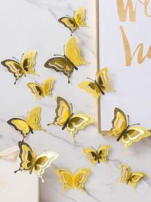 12 piezas Decoraciones de pared de mariposas 3D set, suministros para fiesta, decoración de festival, decoraciones de puerta arqueada, decoración DIY para el hogar, decoración de boda, centros de mesa, accesorios, para San Valentín, Navidad, Halloween - Multicolor - Ver 7