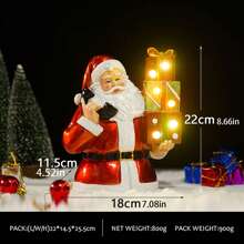 Decoraciones de mesa navideñas, figuritas de resina adorables de Papá Noel con luces, estatuas para escritorio para decoración del hogar, mostradores y fiestas - Burdeos - Ver 6