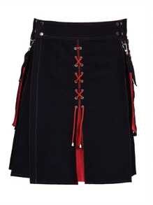 Traditional Highland Kilt - Color Blocking, Pleated, Retro Gothic Punk Style, Scottish Irish Wedding Clothing, Unique Gift