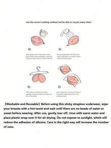 一体式强力粘合乳沟增强乳房花瓣，10 小时无汗提升和增强隐形胸罩杯，适用于婚纱和礼服 - 杏色 - 查看 7