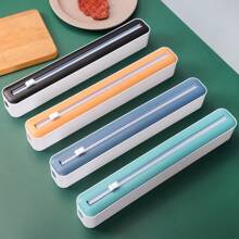 1 szt. Czarny/niebieski/żółty/zielony, magnetyczny dozownik do folii kuchennej do użytku domowego z folią i folią spożywczą, uchwyt do cięcia świeżych toreb, stojak do przechowywania worków na śmieci i plastikowych toreb, wygodny i szybki do kuchni