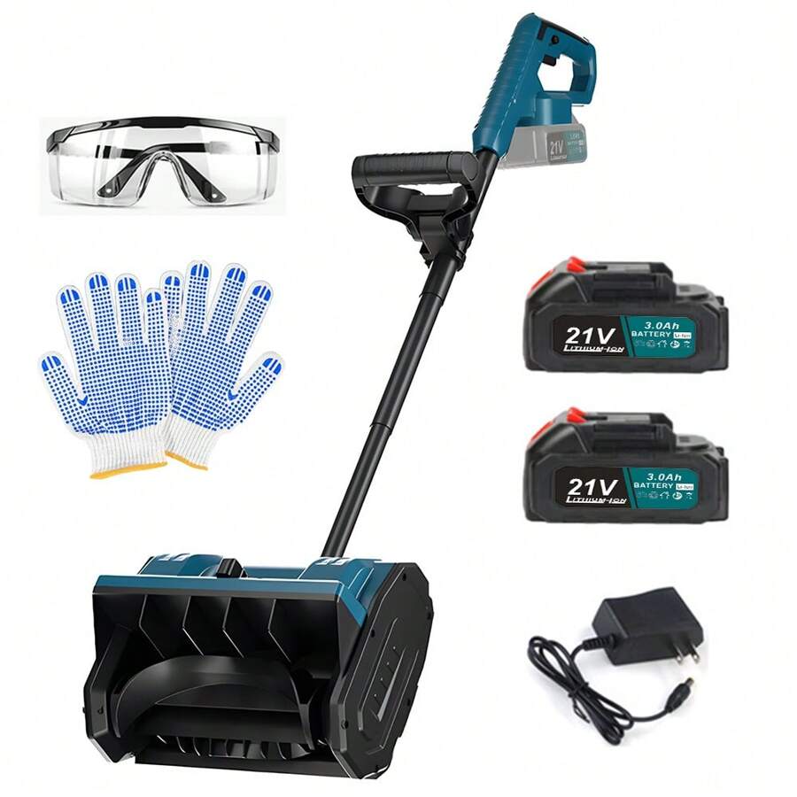 ZEEKMUSS 21V Cordless Snow Shovel Set, 13" Cordless Snow Blower, 2*21V Li-Ion Battery Packs With Adjustable Handle And Safety Switch For Driveways, Patios And Sidewalks. (Includes Two Battery Packs And Charger)