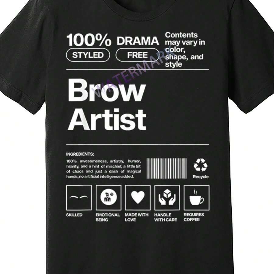 Brow Artist Barcode Brow Artist 534162 Funny Men's Short Sleeve Graphic T-Shirt - màu đen - Xem 1