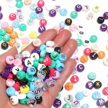 100 stuks/pak acryl platte ronde letterkralen, 10 mm, voor het maken van doe-het-zelf armbanden en kettingen