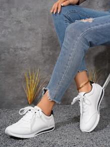 New Summer White Leather Casual Sneakers, Non-Slip Soft Bottom Lightweight Running Sport Shoes