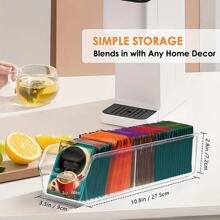 1pc Desktop Storage Box, Transparent Multi-Compartment Organizer Box For Stationery, Tea Bags, Coffee Supplies And Other Small Items