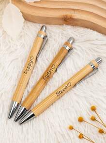 Customizable Ballpoint Pen, Bamboo & Metal Pen, Creative Logo Gift, Suitable For Office, Back To School, Wedding, Holiday Gifts For Parents, Colleagues, Friends