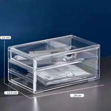 Makeup Storage Box Acrylic Transparent Drawer Divided Style Organizer Large Capacity Desktop Compact Dustproof Lipstick Storage Lipstick Organizer Box With Dust-Proof Acrylic Material, Drawer Style Makeup Storage Rack For Eyeshadow Palette - Multicolor - View 12