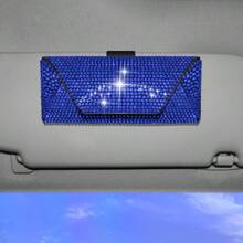 1 pièce Étui à lunettes décoratif avec strass, boîte de rangement pour lunettes