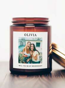 Étiquette de bougie personnalisée avec photo, étiquette de proposition de demoiselle d'honneur, étiquette de bougie personnalisée, cadeau d'anniversaire personnalisé avec photo, cadeau de Nouvel An 2025 pour couple, étiquette de vin personnalisée avec photo pour couple nouvellement fiancé (étiquette seulement)