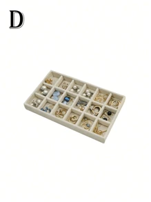 10-1 Stück Samt Schmuckaufbewahrung Tablett, Schmuckorganizer Tablett mit großer Kapazität, Fach Schmuckhalter, einfacher Multi-Schlitz Schmuckständer, stapelbares Schmuckaufbewahrungstablett für Ohrringe, Halsketten, Armbänder, Ringe, Haarclips, Stirnbänder - Beige - Übersicht 30