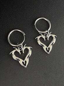 1 Stück Valentinstag Geschenke für Freundin Punk Silber-Farbener Cut Out Flammen Herz-Förmiger Anhänger für Frauen, Hip Hop Party Schmuck Geschenk