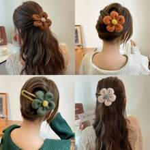 1 Peça Presilha de Cabelo de Flor de Pelúcia de Alta Qualidade para Mulheres, Grampo de Cabelo para Penteado, Grampo de Cabelo Grande, Alternativa a Grampos de Cabelo Tipo Garra, Presilhas de Cabelo