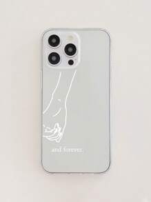 2 pièces Étuis de téléphone minimalistes avec empreintes de couple, coques de téléphone transparentes avec des éléments romantiques et le slogan "Toujours et pour toujours", compatibles avec et Galaxy, version internationale, pas la version domestique - Multicolore - Voir 6