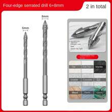Four-Blade Serrated Eccentric Drill Bit, Suitable For: Tile/Concrete/Metal/Stainless Steel/Ceramic/Drilling, Ultra-Hard Special Electric Drill, High Hardness Dry Drilling, Specification Model: 6mm/8mm/10mm/12mm