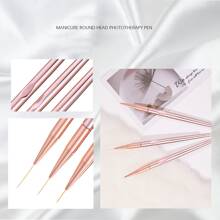 3 pièces Ensemble de pinceaux pour peinture d'ongles de style stylo en or rose