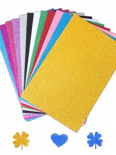 10 片/包多色金属闪光海绵纸，厚闪光泡沫板，无粘性背衬，用于 DIY 工艺压花、艺术纸折叠、卡片制作等