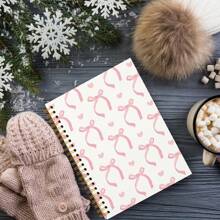 QUICQOD 粉色蝴蝶结笔记本日记本，适合少女女士的学院风可爱螺旋笔记本，Stuff 精装螺旋笔记本 5.5x8.3，学校用品，返校 - 均碼 - 查看 4