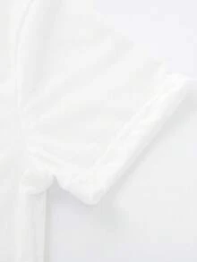 Women's Casual Short Sleeve Round Neck T-Shirt - White - View 4