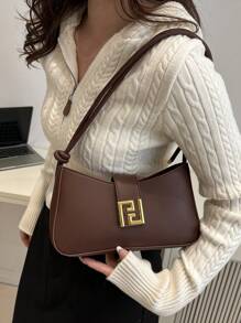 Bolso de hombro casual de moda para damas, bolso bandolera portátil de color sólido para compras, monedero, estudiante, mujeres jóvenes, mujeres de oficina. Perfecto para la oficina, la universidad, el trabajo, los negocios, los trayectos, las actividades al aire libre, los viajes y los picnics.