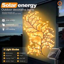 1PC Solar Willow Vine Light, Rattan Fairy Light, Bendable Rattan Branch Light, Flexible Artificial Branch Light, 72 LED 55inch ", 96 LED 72.8inch", Solar Indoor Night Light, Wall Decoration Embellishment Creative Decoration Light,Applicable For Holidays, Christmas, Halloween, Graduation Season Various Festivals - Warm White - View 3