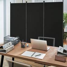 Room Or Office Divider, 1-4 Panel Room Divider And Folding Privacy Screen, Fabric Partition, Noise Reduction And Room Divider, With Or Without Wheels, For Office, Bedroom, Dining Room, Study, Freestanding, Black, White, Light Grey, Beige, Light Blue, Brown Or Dark Grey - 102*71 inch, màu đen, 3 tấm - Xem 8