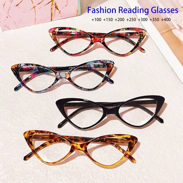 HAITONGCR 1 pieza Gafas de lectura con montura de ojo de gato para mujer, marco versátil y de moda, apto para uso diario en TV, teléfonos y computadoras