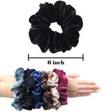 Bộ 4 dây buộc tóc cỡ lớn dành cho nữ với tóc dày, chất liệu nhung cao cấp mềm mại, cỡ XL 6 inch (khoảng 15cm), phụ kiện buộc tóc, dây chun buộc tóc, phụ kiện buộc tóc đuôi ngựa. - màu đen - Xem 5
