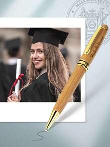 Customizable Ballpoint Pen, Bamboo & Metal Pen, Creative Logo Gift, Suitable For Office, Back To School, Wedding, Holiday Gifts For Parents, Colleagues, Friends