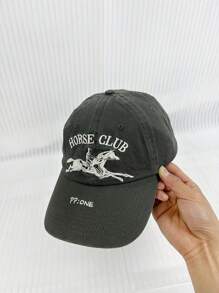 Vintage American College Style Embroidered Horse Riding Club Baseball Cap, Unisex, Large Head Size, Versatile For Spring/Summer, - A - View 6